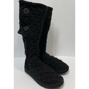 UGG Black Knit Button Tall Winter Boots